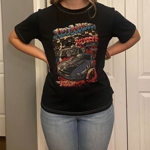 Black Hot wheel graphic tee
